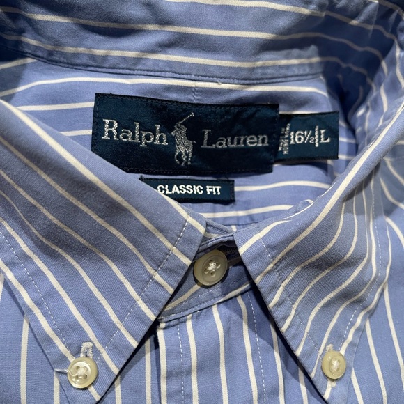 Ralph Lauren Blue and White Stripe Dress Shirt - Picture 7 of 7
